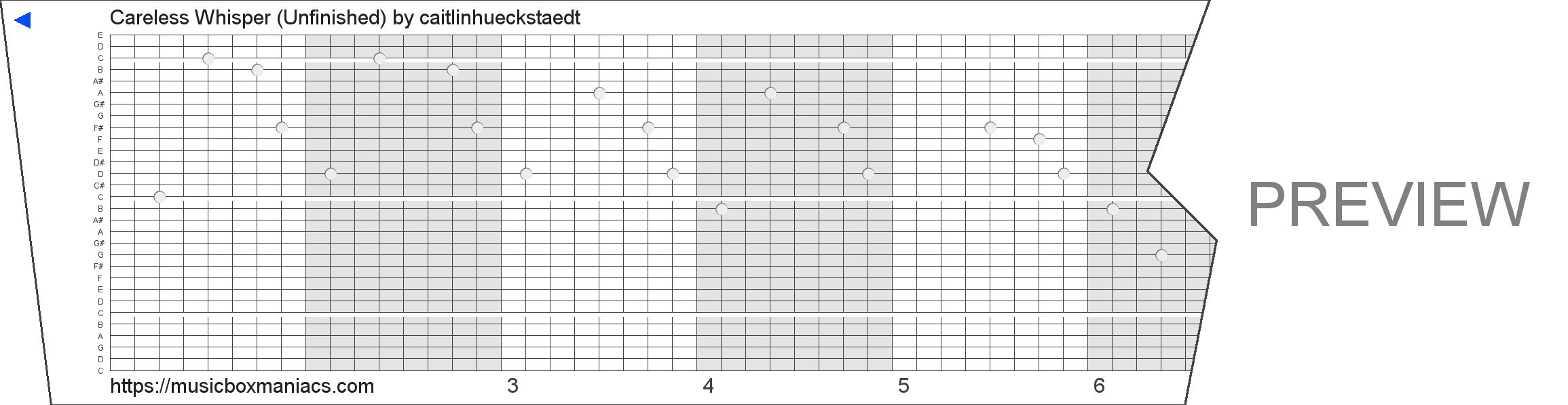Careless Whisper (Unfinished) 30 note music box paper strip