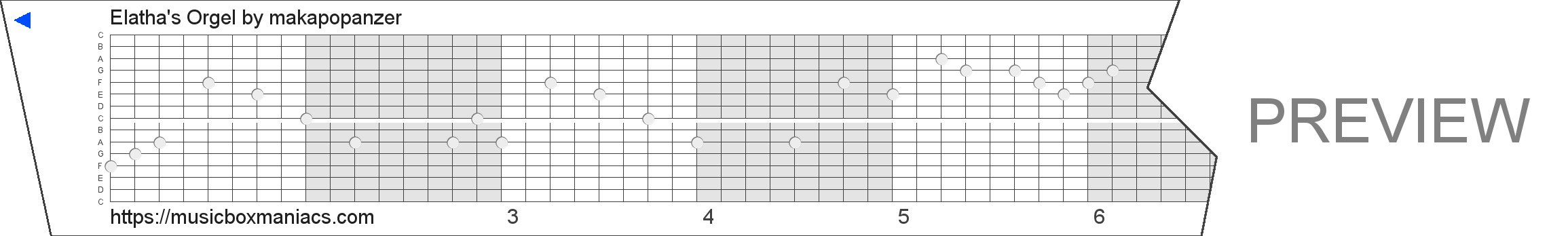 Elatha's Orgel 15 note music box paper strip