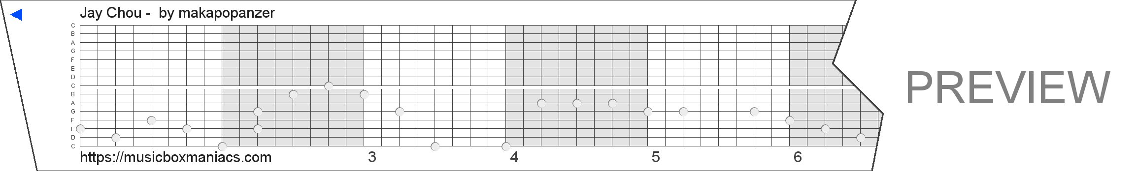 Jay Chou - 晴天 15 note music box paper strip