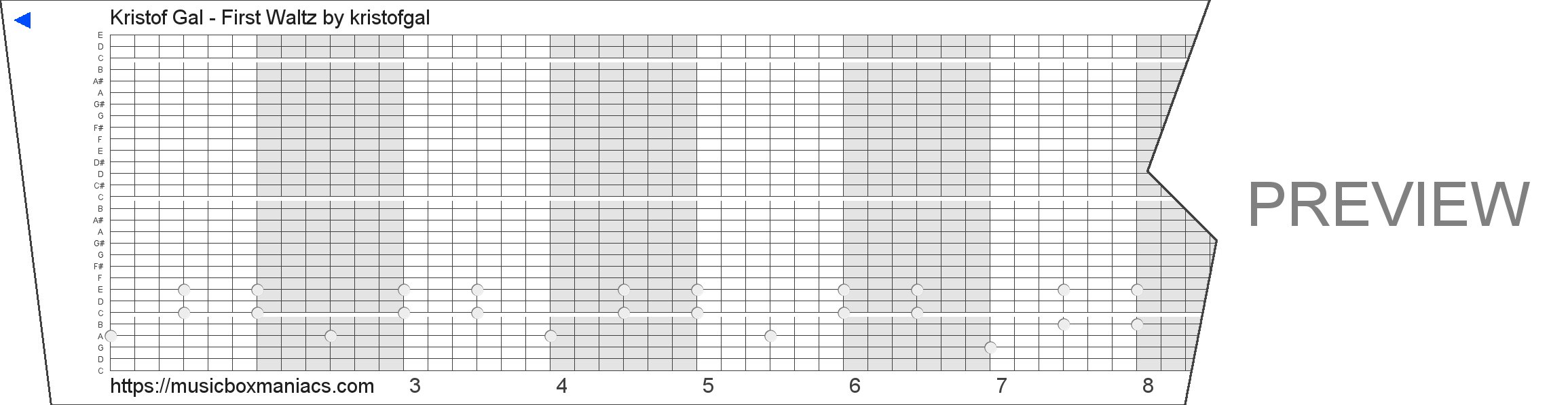 Kristof Gal - First Waltz 30 note music box paper strip