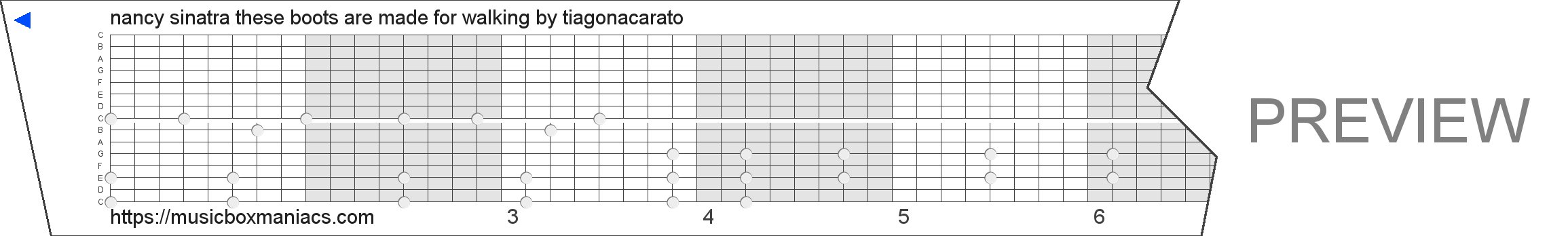 nancy sinatra these boots are made for walking 15 note music box paper strip
