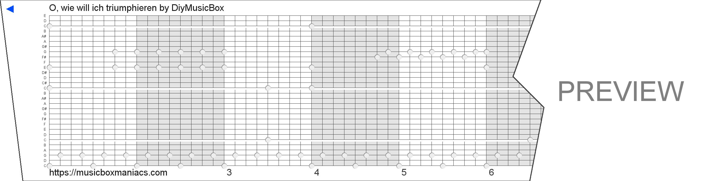 O, wie will ich triumphieren 30 note music box paper strip