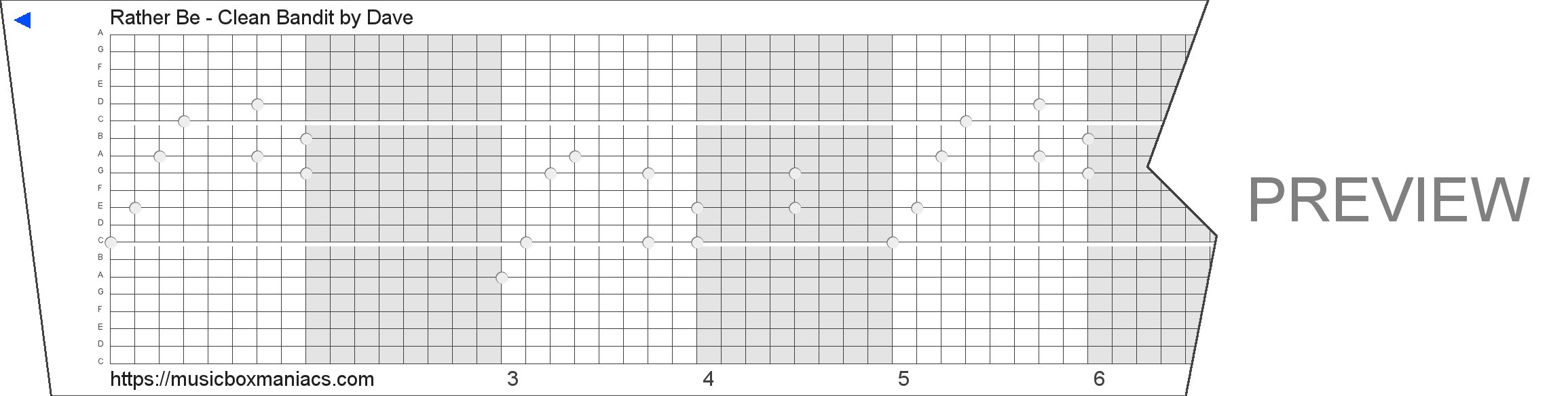 Rather Be - Clean Bandit 20 note music box paper strip