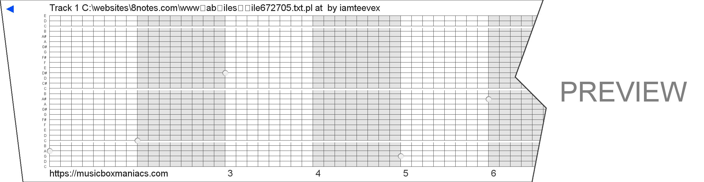 Track 1 C:\websites\8notes.com\www	abilesile672705.txt.pl at  30 note music box paper strip