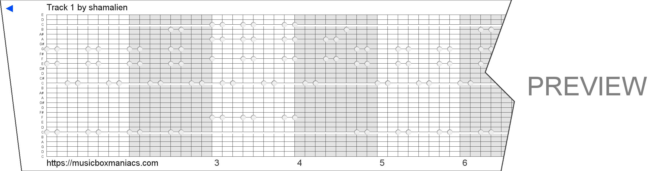Track 1 30 note music box paper strip