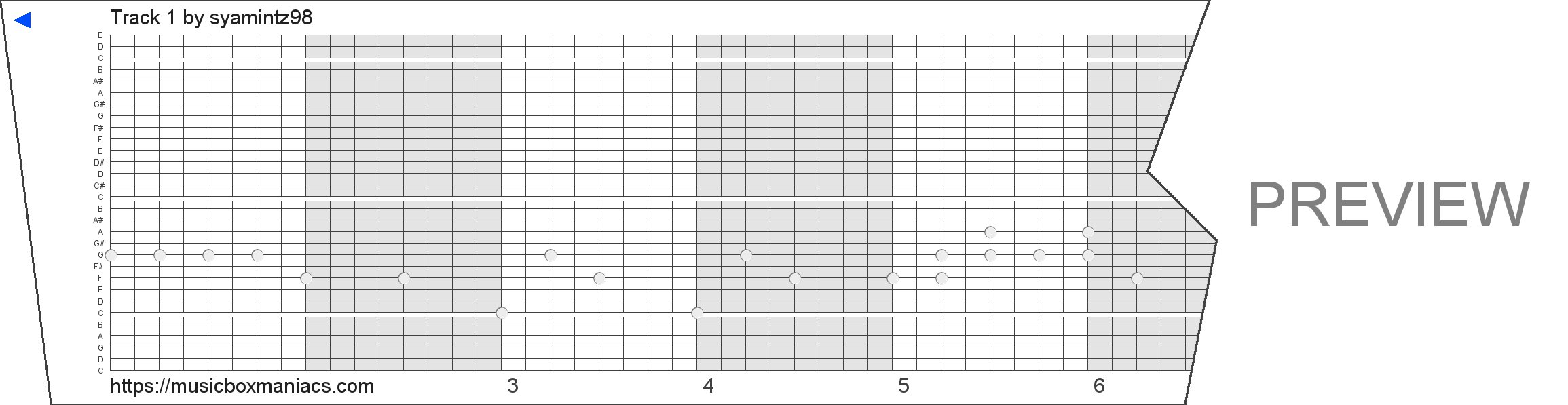 Track 1 30 note music box paper strip