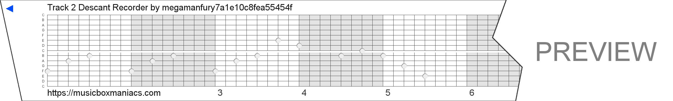 Track 2 Descant Recorder 15 note music box paper strip