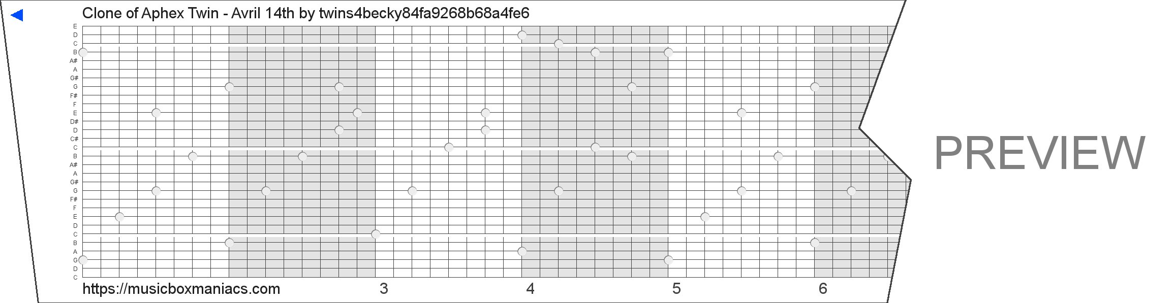 Clone of Aphex Twin - Avril 14th 30 note music box paper strip