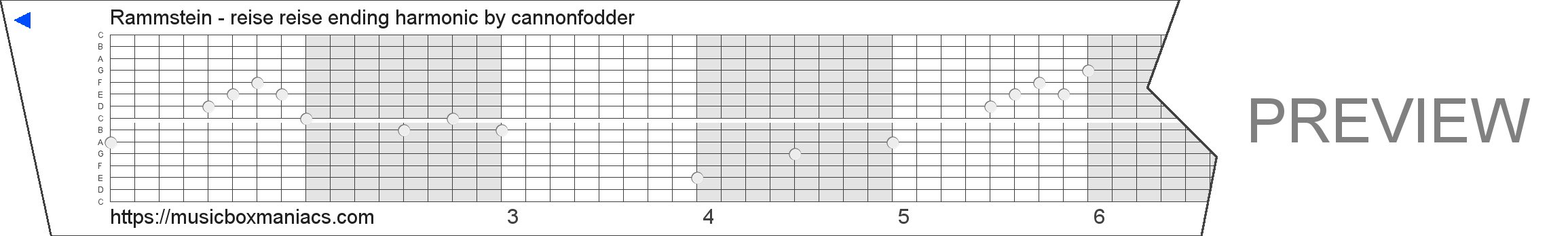 Rammstein - reise reise ending harmonic 15 note music box paper strip