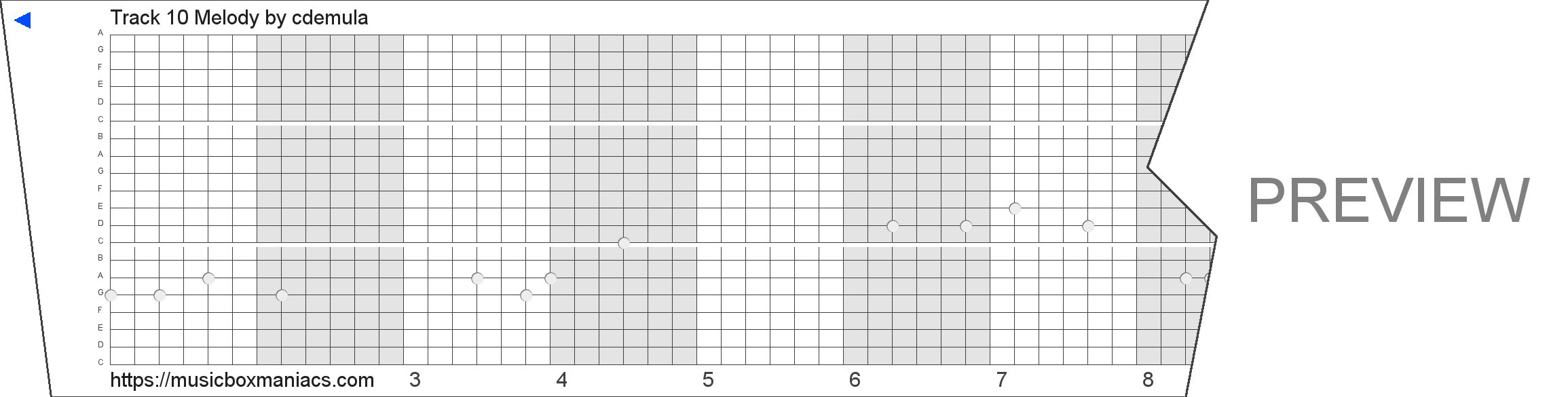 Track 10 Melody 20 note music box paper strip
