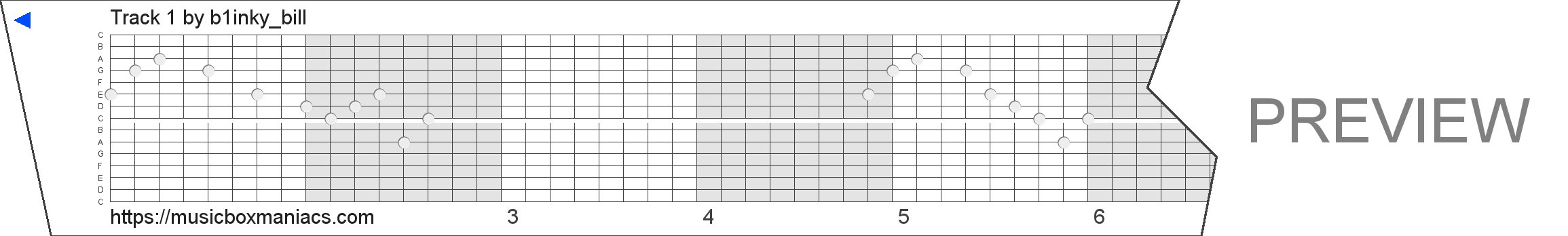 Track 1 15 note music box paper strip
