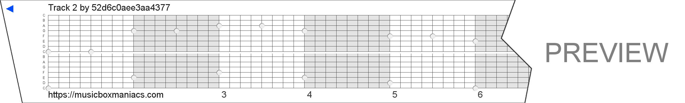 Track 2 15 note music box paper strip