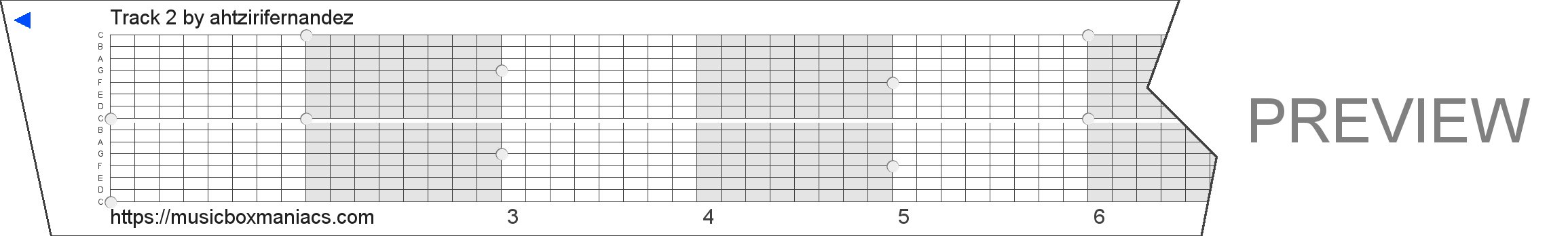 Track 2 15 note music box paper strip