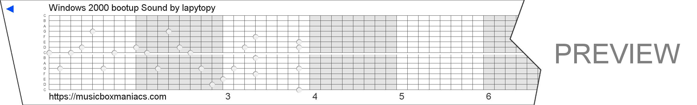 Windows 2000 bootup Sound 15 note music box paper strip