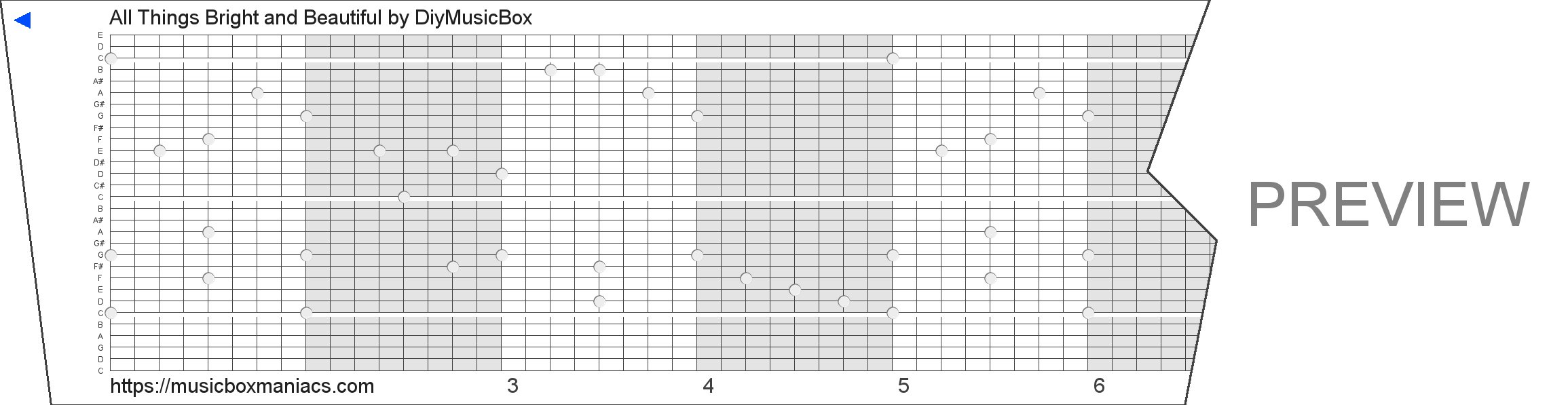 All Things Bright and Beautiful 30 note music box paper strip