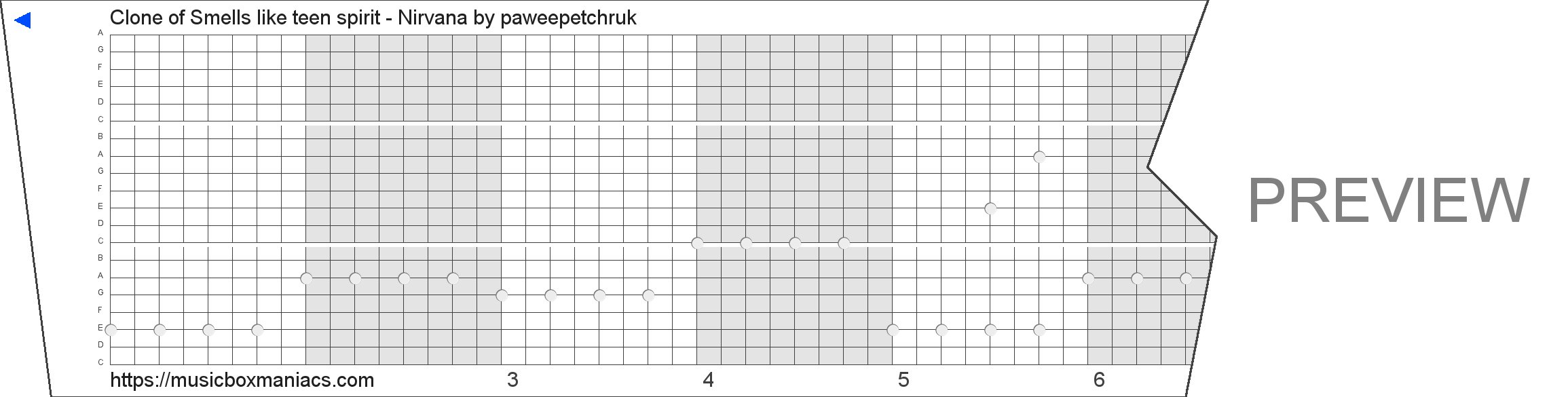Clone of Smells like teen spirit - Nirvana 20 note music box paper strip