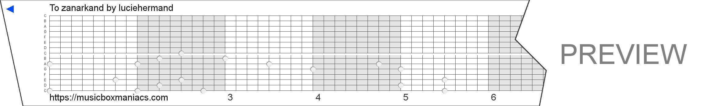 To zanarkand 15 note music box paper strip