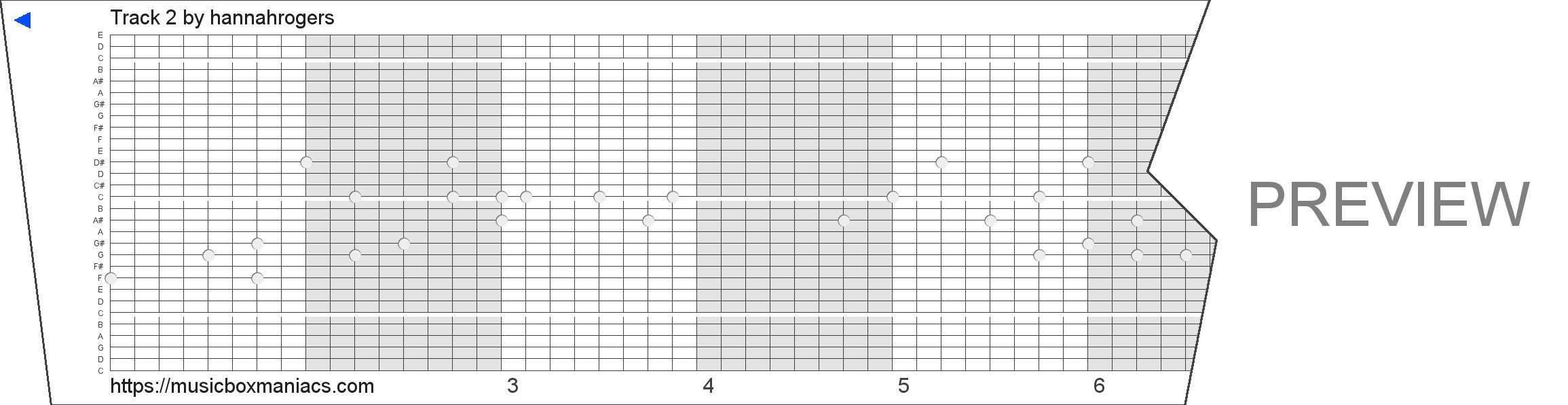 Track 2 30 note music box paper strip