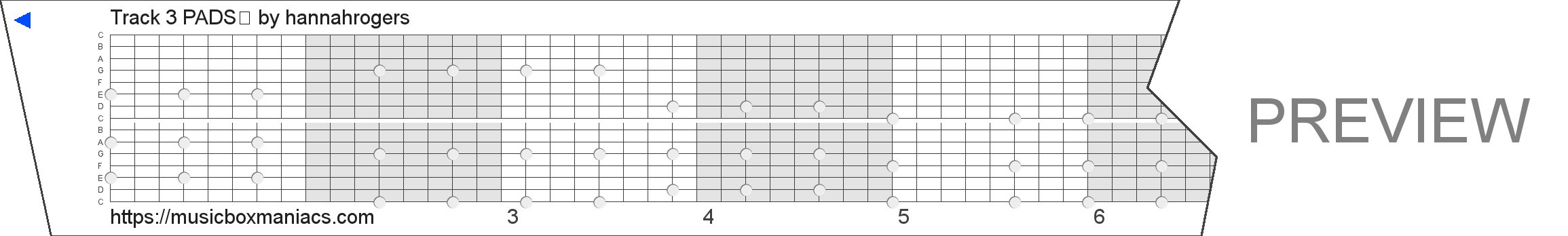 Track 3 PADS  15 note music box paper strip