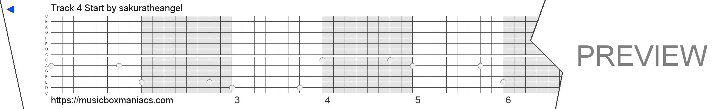 Track 4 Start 15 note music box paper strip