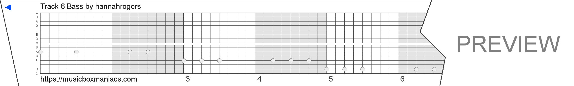 Track 6 Bass 15 note music box paper strip