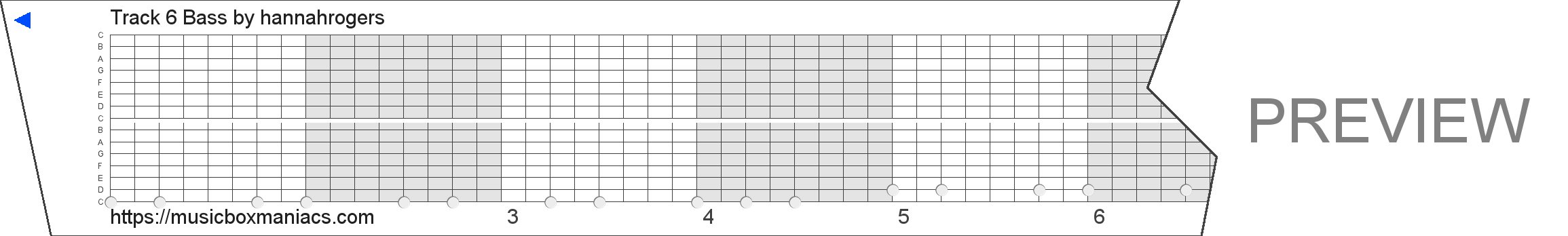 Track 6 Bass 15 note music box paper strip