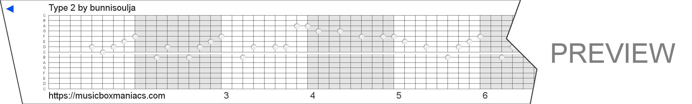 Type 2 15 note music box paper strip
