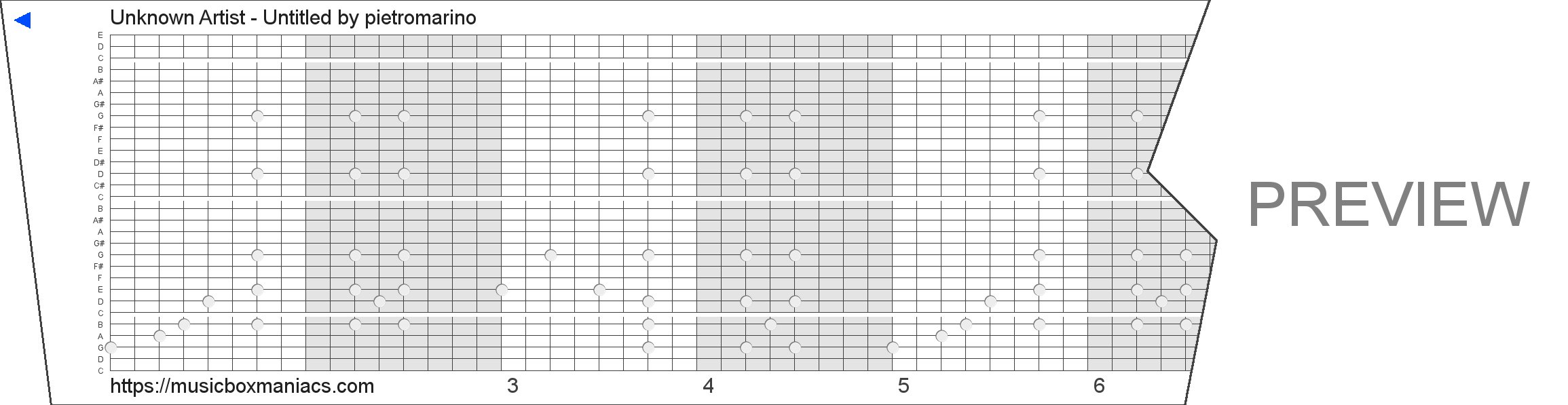 Unknown Artist - Untitled 30 note music box paper strip