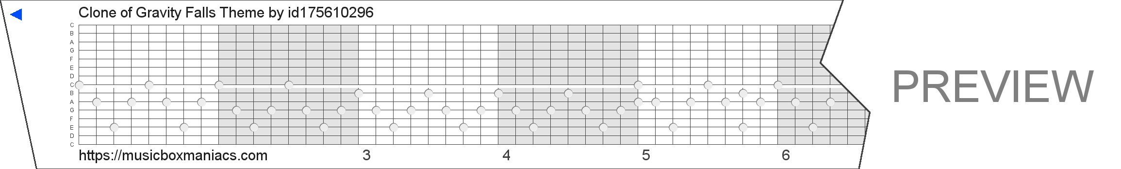 Clone of Gravity Falls Theme 15 note music box paper strip