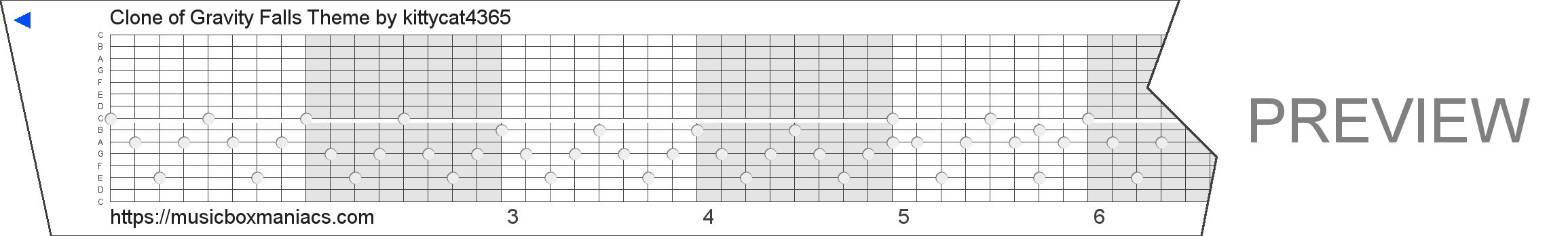 Clone of Gravity Falls Theme 15 note music box paper strip