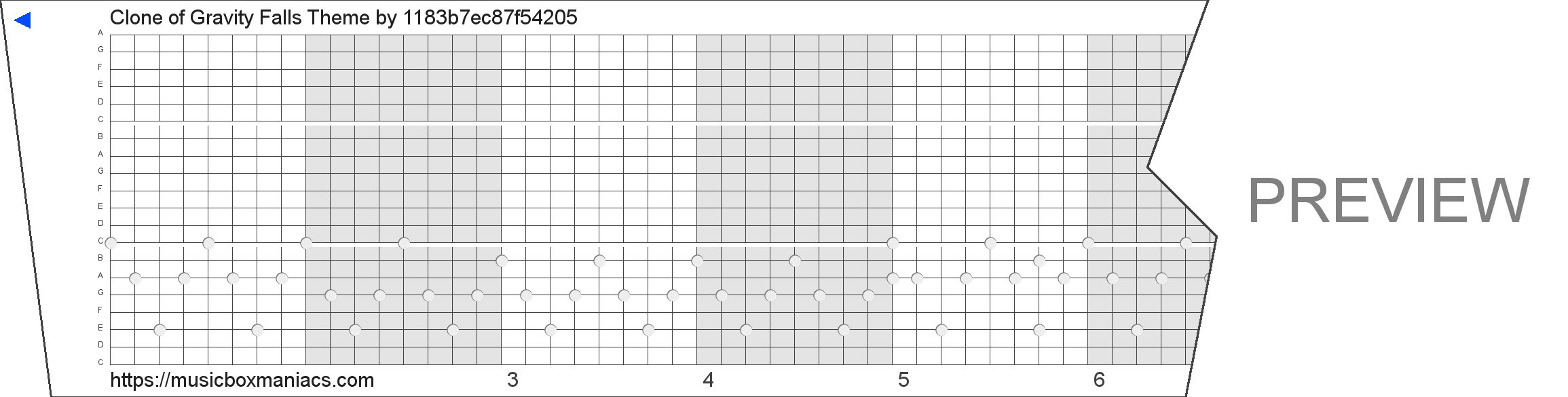 Clone of Gravity Falls Theme 20 note music box paper strip