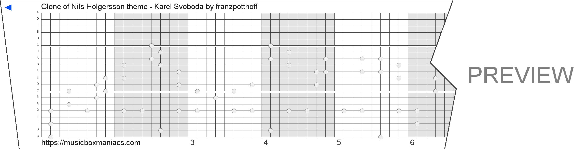 Clone of Nils Holgersson theme - Karel Svoboda 20 note music box paper strip
