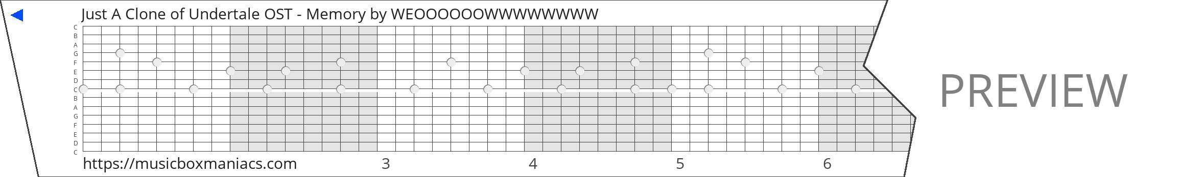 Just A Clone of Undertale OST - Memory 15 note music box paper strip