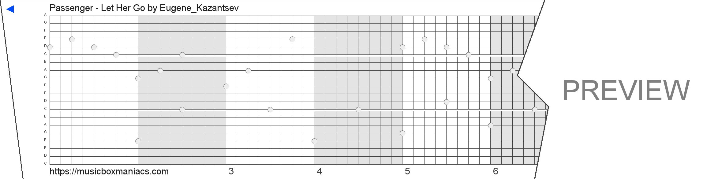Passenger - Let Her Go 20 note music box paper strip