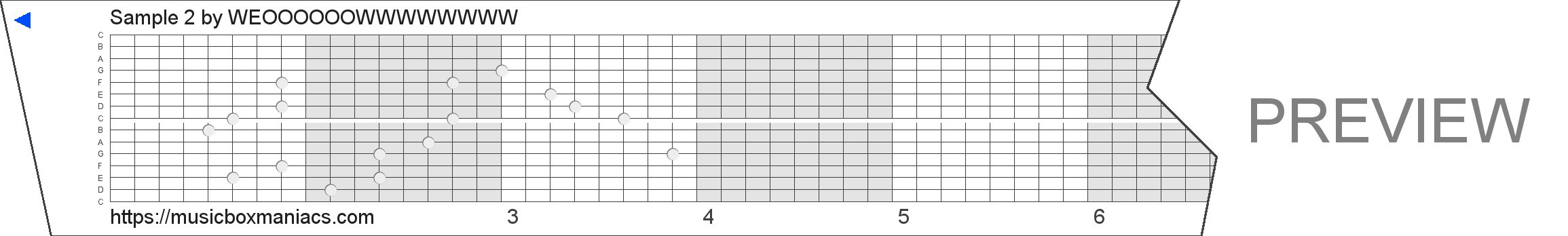 Sample 2 15 note music box paper strip