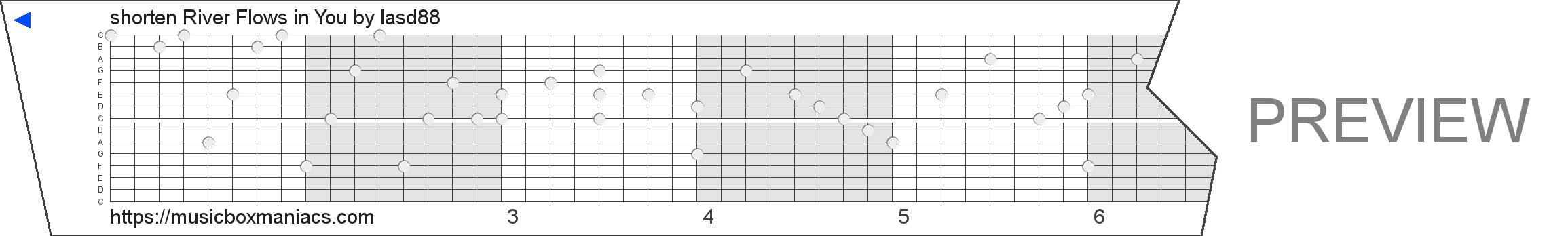 shorten River Flows in You 15 note music box paper strip