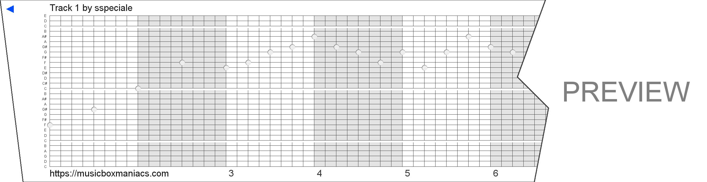 Track 1 30 note music box paper strip