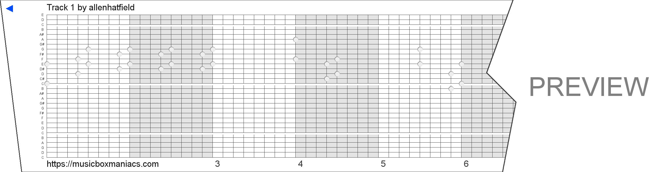 Track 1 30 note music box paper strip