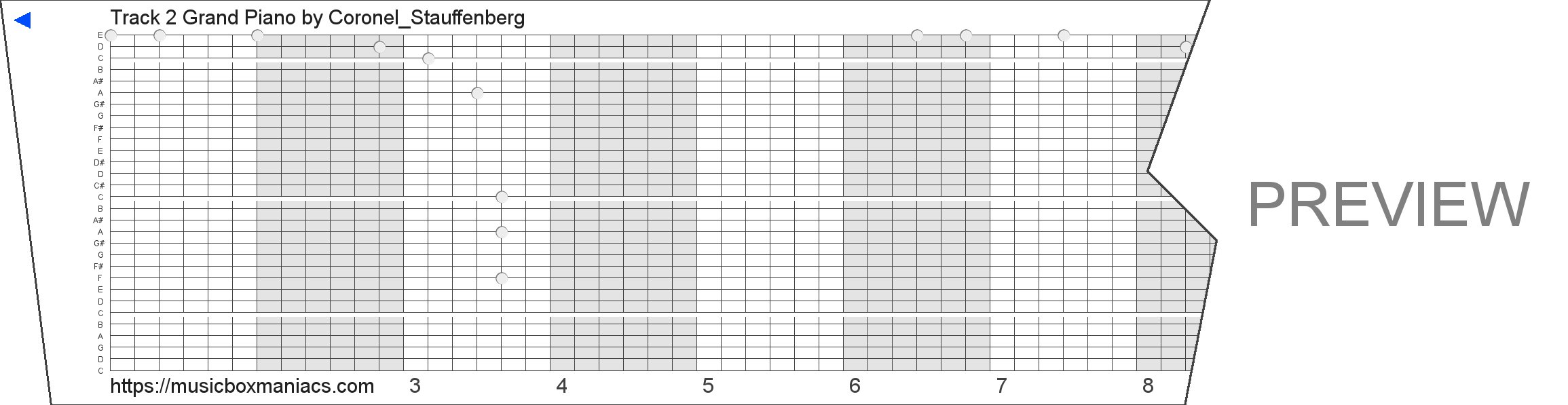 Track 2 Grand Piano 30 note music box paper strip