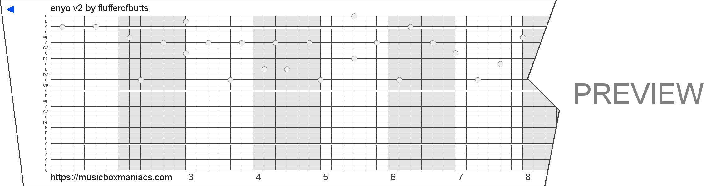 enyo v2 30 note music box paper strip