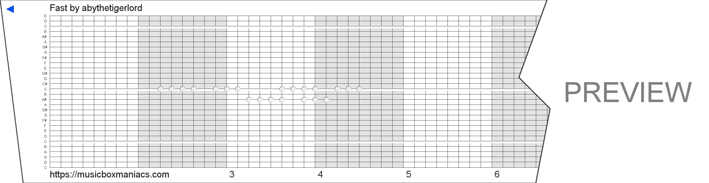 Fast 30 note music box paper strip