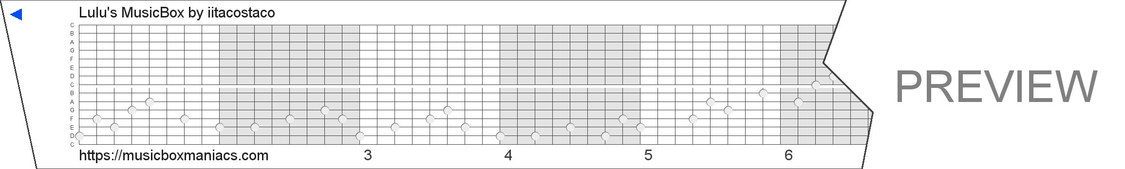 Lulu's MusicBox 15 note music box paper strip