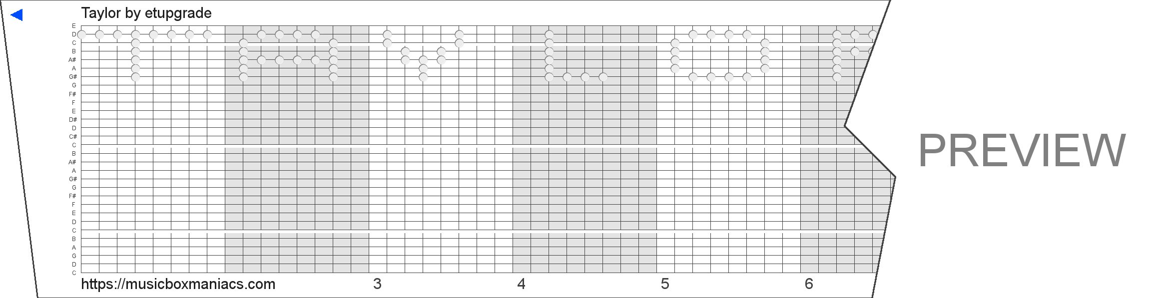 Taylor 30 note music box paper strip