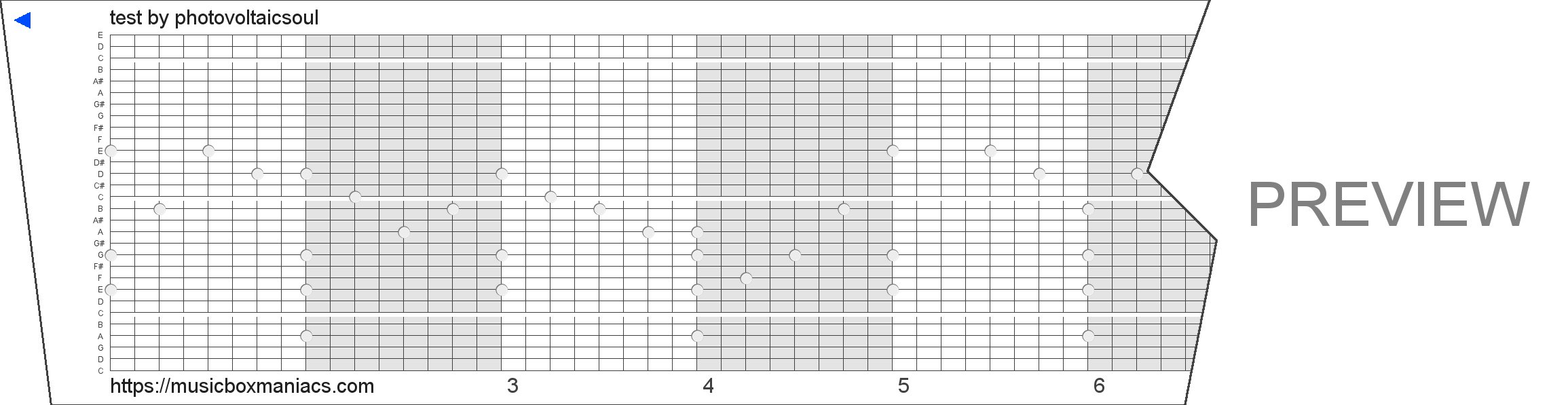test 30 note music box paper strip