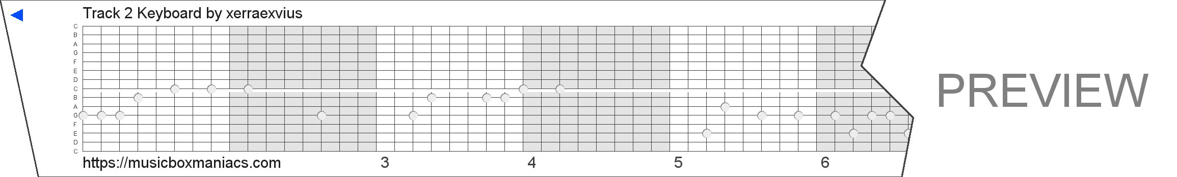 Track 2 Keyboard 15 note music box paper strip