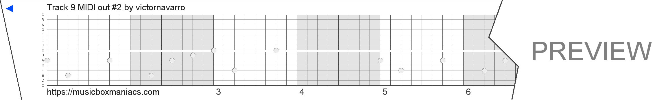 Track 9 MIDI out #2 15 note music box paper strip