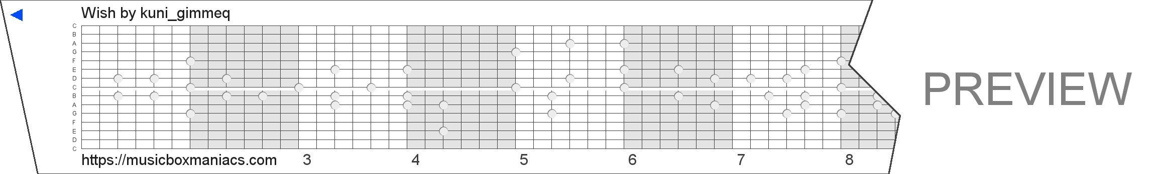 Wish 15 note music box paper strip