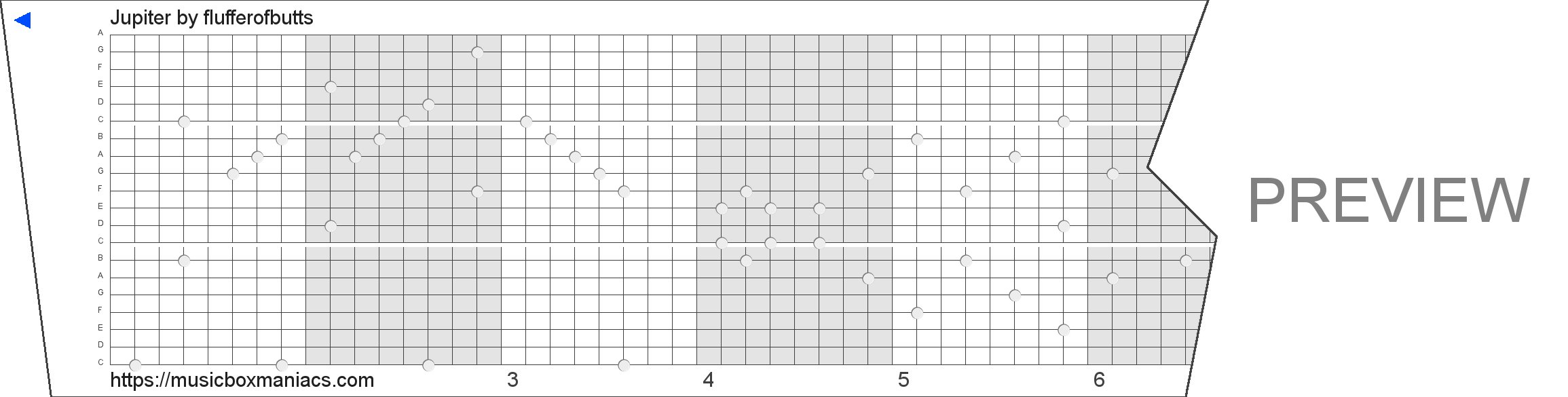Jupiter 20 note music box paper strip