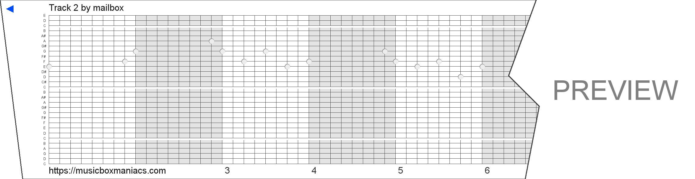 Track 2 30 note music box paper strip