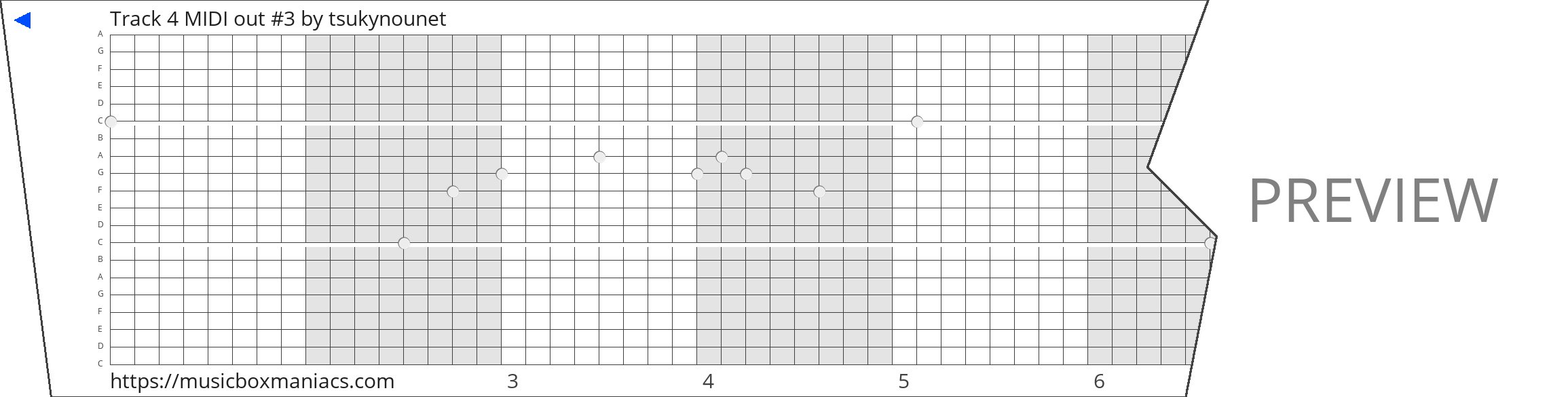 Track 4 MIDI out #3 20 note music box paper strip